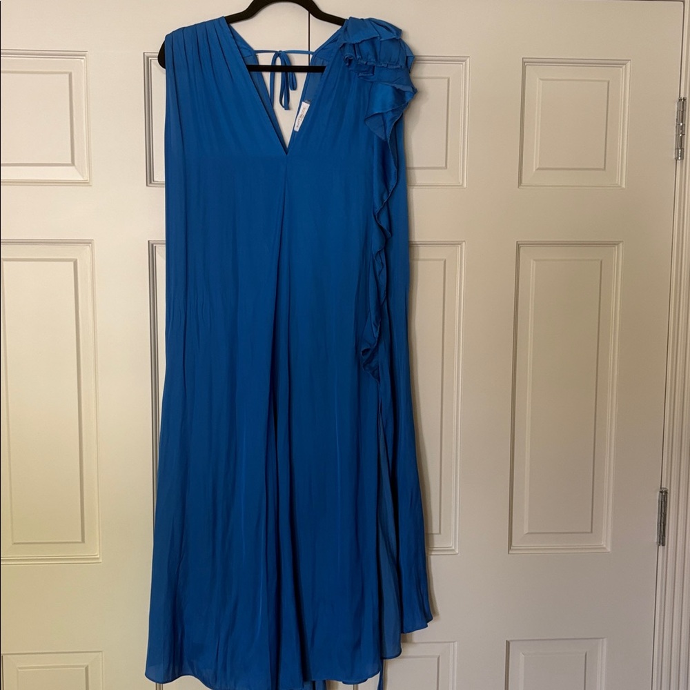 Ramy Brook Kaisley V-Neck Midi Dress Blue Size Small - Picture 5 of 9